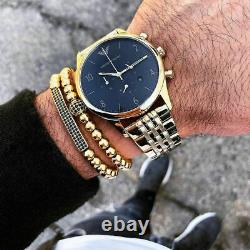 Emporio Armani Ar1893 Gold/black Mens Gold Pvd Plated Watch New With Tags