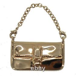 FENDI Keyring Bag Charm Gold Plated Metal Vintage Italy Authentic #OO385 O