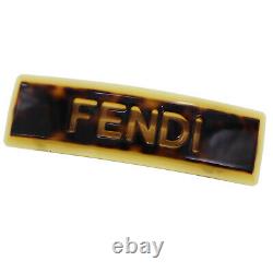 FENDI Logos Arch Barrette Brown Plastic Gold Plated Vintage France Auth #DD94 M
