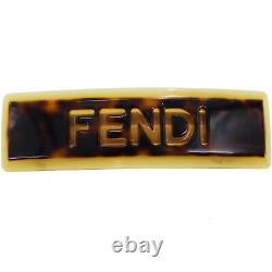 FENDI Logos Arch Barrette Brown Plastic Gold Plated Vintage France Auth #DD94 M