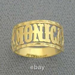 Fine Solid Metal Women's Custom Name Ring 14k Yellow Gold Plated 925 Silver