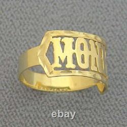 Fine Solid Metal Women's Custom Name Ring 14k Yellow Gold Plated 925 Silver