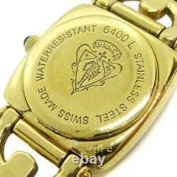 GUCCI 6400L Ladies Quartz Wristwatch Watch Gold plated 0089773 31195