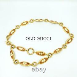 GUCCI Belt Old Gold GP Chain Oval Logo Plate authentic