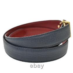GUCCI GG Interlocking Buckle Belt Leather Navy Blue Gold Plated 85/34 05BT876