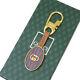Gucci Gg Logo Sherry Bag Charm Key Ring Gold-plated Leather Accessory 07mk049