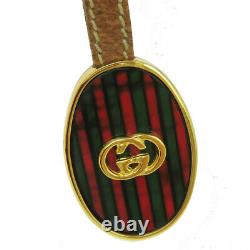 GUCCI GG Logo Sherry Bag Charm Key Ring Gold-Plated Leather Accessory 07MK049