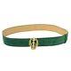 Gucci Shelly Line Belt Waist Mark Suede Leather Gold Plated Green Italy 70-28