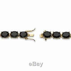 Genuine Black Onyx 14k Gold-Plated Tennis Bracelet 7.5
