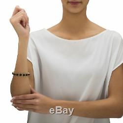 Genuine Black Onyx 14k Gold-Plated Tennis Bracelet 7.5
