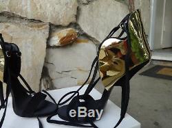 Giuseppe Zanotti Gold Plated Lace Up Sandals Size EU 38.5