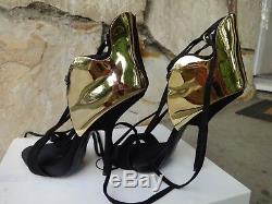 Giuseppe Zanotti Gold Plated Lace Up Sandals Size EU 38.5