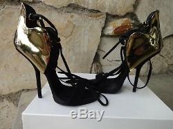 Giuseppe Zanotti Gold Plated Lace Up Sandals Size EU 38.5