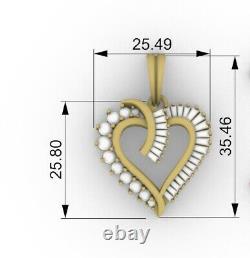 Gold Plated 925 Silver 3 Ct Baguette Simulated Diamond Love Heart Pendant