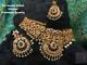 Gold Plated Bollywood Indian Traditional Choker Necklace Earring Kasu Cz Ad Set
