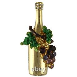 Gold Plated Crystal Wine Bottle Grapes Brooch Pin Made With Swarovski Elements