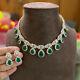 Gold Plated Indian Bollywood Cz Ad Jewelry Necklace Earrings Green Emerald Set