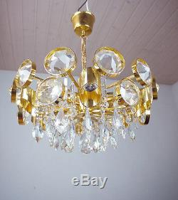 Gold Plated PALWA CHANDELIER Bubbles PENDANT LAMP Crystal Glass, Germany 1960s