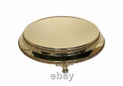 Gold Plated Rope Beaded Birthday Round Wedding Bridal Cake Stand Plate Party 40c