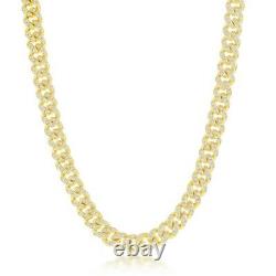Gold Plated Sterling Silver Micro Pave CZ 6.5mm Cuban Links Chain Necklace