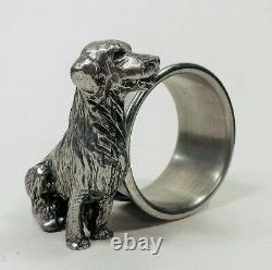 Golden Retriever Dog Figural Silver Plate Napkin Ring