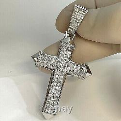 Gorgeous 2.00Ct Round Cut Moissanite Holy Cross Pendant In 14K White Gold Plated