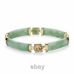 Green Jade Gold-Plated Sterling Silver Link Bracelet 7.25