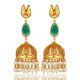 Green Onyx Pearl 18k Gold Plated 925 Sterling Silver Jhumka Earrings Jewelry