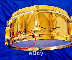 Gretsch 4160G 24 Karat Gold Plated Metal Snare Drum Engraved 5x14 Seamless Brass