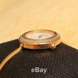 Gucci 11/12.2 18k GP Women's Bangle Watch with Diamond Cut metal Bezel (NR439)