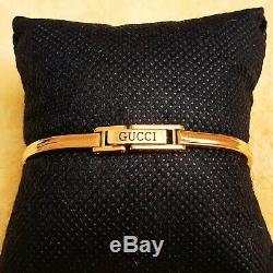 Gucci 11/12.2 18k GP Women's Bangle Watch with Diamond Cut metal Bezel (NR439)
