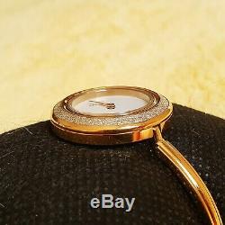 Gucci 11/12.2 18k GP Women's Bangle Watch with Diamond Cut metal Bezel (NR441)