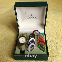 Gucci 1100-L 18K Gold Plated Women's Interchangeable Bezel Watch 26 mm (NR753)