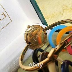 Gucci 1100-L 18K Gold Plated Women's Interchangeable Bezel Watch 26 mm (NR753)