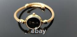 Gucci 2700L Gold Plated Ladies Watch with Black Dial and Two Tone Bracelet
