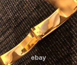 HERMES CLIC CLAC H Bracelet Bangle Cuff Orange Enamel Gold Plate Used NO BOX
