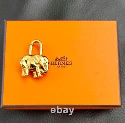 HERMES Gold Plated Elephant Cadena Bag Charm #1542be Rise-on