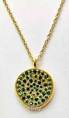 HSN Joya 14K Gold Plated Sterling Silver Emerald Gemstone Pendant 16 Necklace