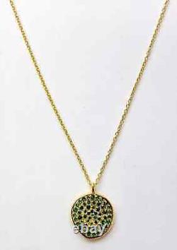 HSN Joya 14K Gold Plated Sterling Silver Emerald Gemstone Pendant 16 Necklace