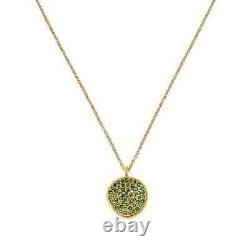 HSN Joya 14K Gold Plated Sterling Silver Emerald Gemstone Pendant 16 Necklace