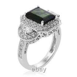 Halo Ring 14K White Gold Chrome Diopside Cubic Zirconia CZ Jewelry Size 7 Ct 4.7