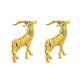 Hand Carved Gold Plated Metal Deer Pair On Standing Position