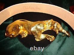 Haute Couture Christopher Ross 24kt Gold Plate Crouching Panther Belt Buckle'85