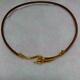 Hermes Accessory Choker Necklace Brown Leather Thong Gold Plated Closure Women