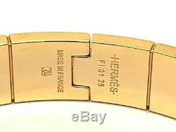 Hermes Paris France Authentic Gold Plated Enamel Hinged Women's Bangle Bracelet