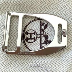 Hermes Plated Silver ETRIER Buckle H 32mm, New in Pochette and White Box