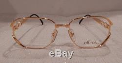 Hilton Lady Hilton 816 Gold 54/16 24KT Gold Plated Eyeglass Frame New Old Stock