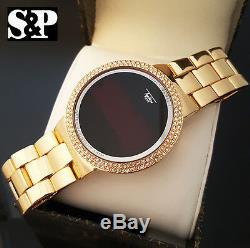 Hip Hop Iced Digital Touch Screen Gold Plated Lab Diamond Smart Metal Watch