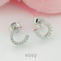 Horseshoe Stud Earrings In 1.50Ct Round Simulated Diamond 14K White Gold Plated