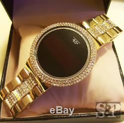Iced Hip Hop Digital Touch Screen Gold Plated Lab Diamond Smart Metal Watch